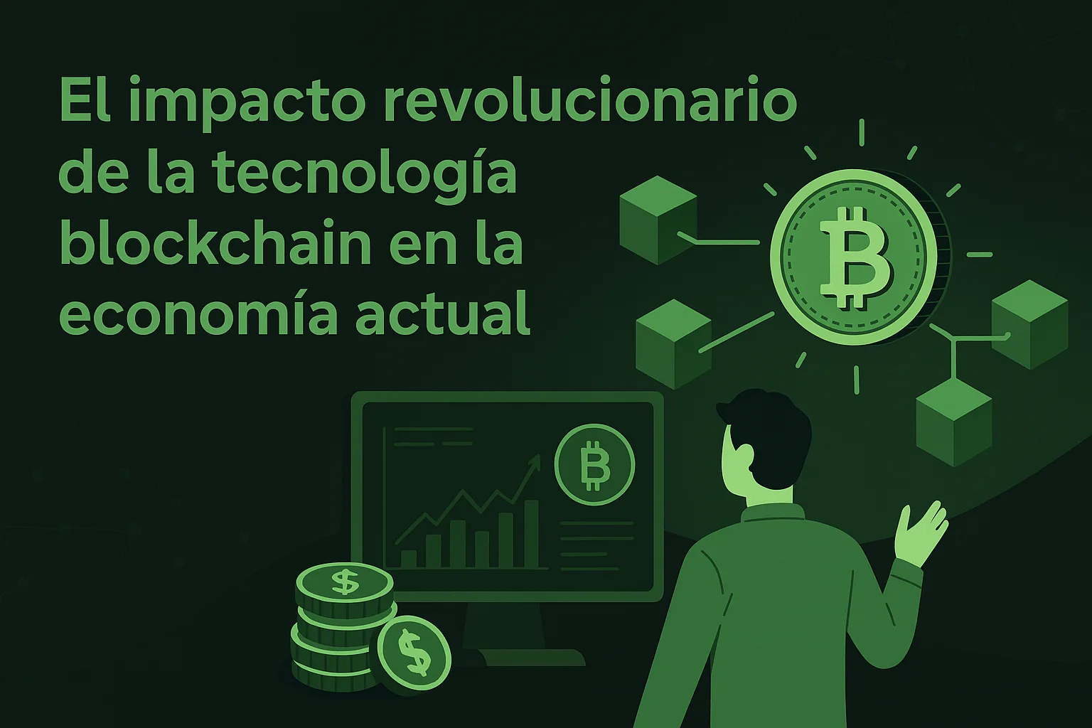 Ilustración sobre tecnología blockchain y registros distribuidos