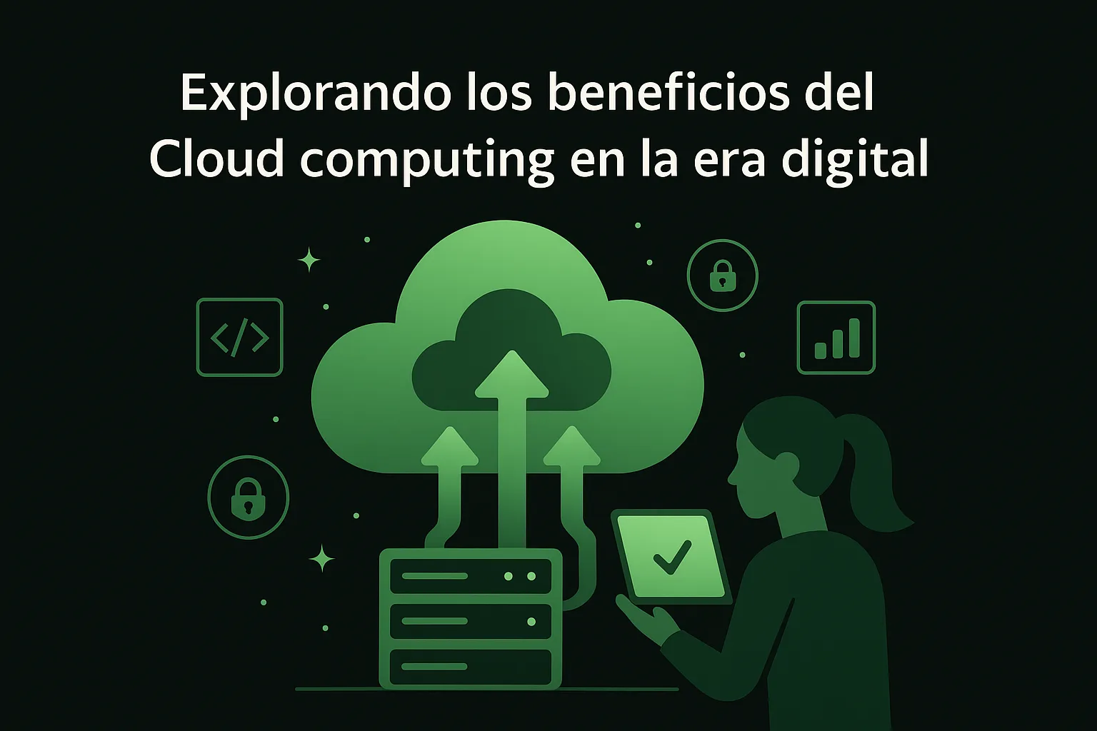 Ilustración sobre computación en la nube y servidores remotos
