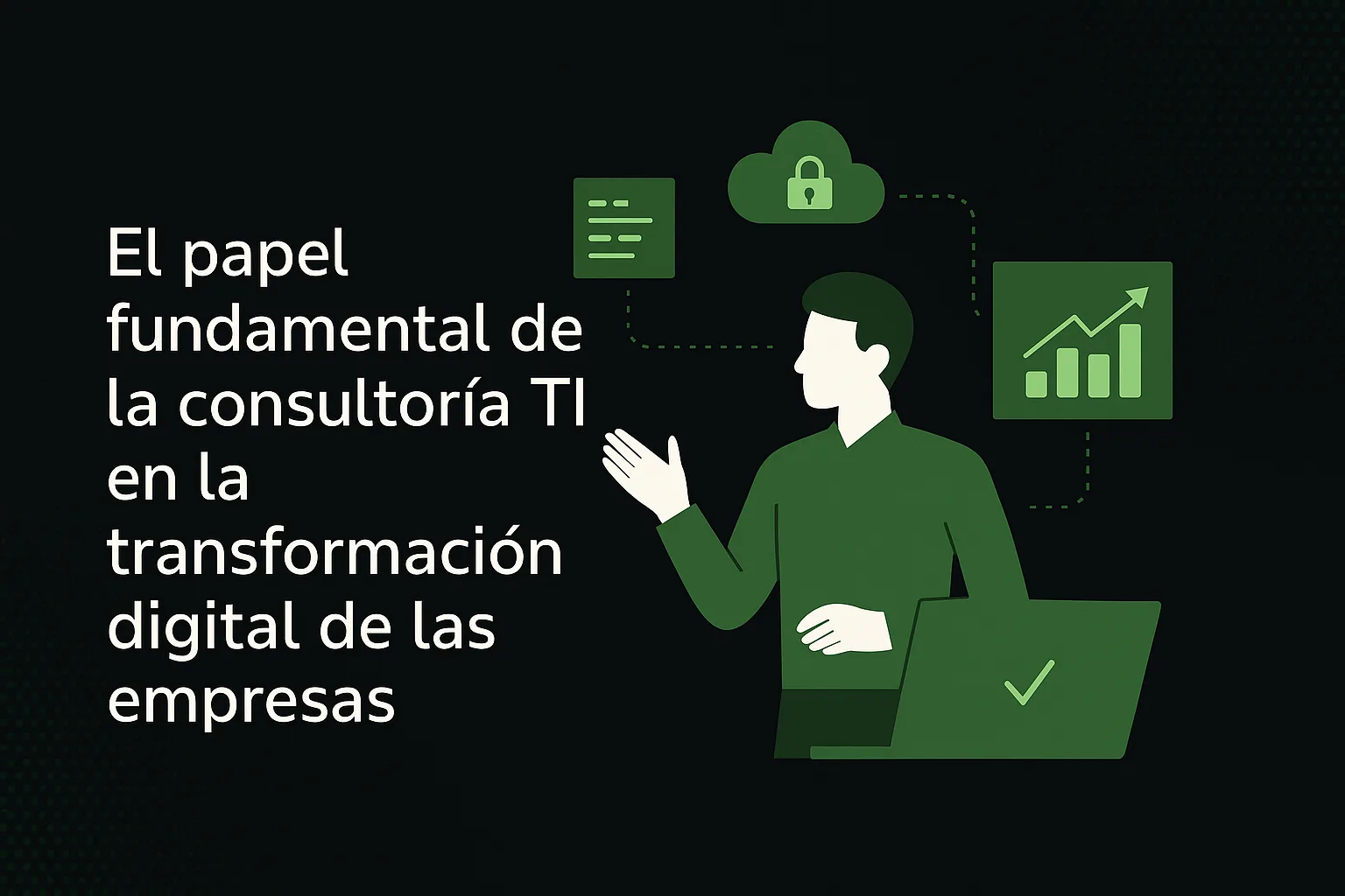 Ilustración sobre consultoría de tecnología y transformación digital
